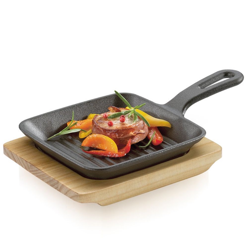Küchenprofi - BBQ Grill-/Servierpfanne mit Holzbrett